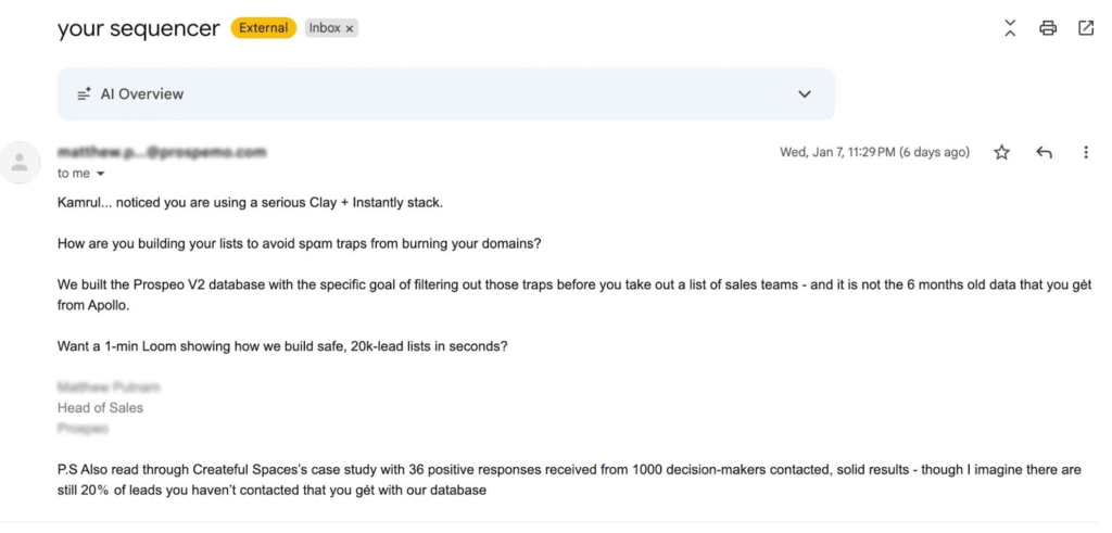 Cold Email Example 1