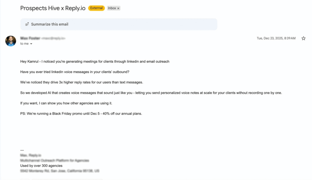 Cold Email Example 2