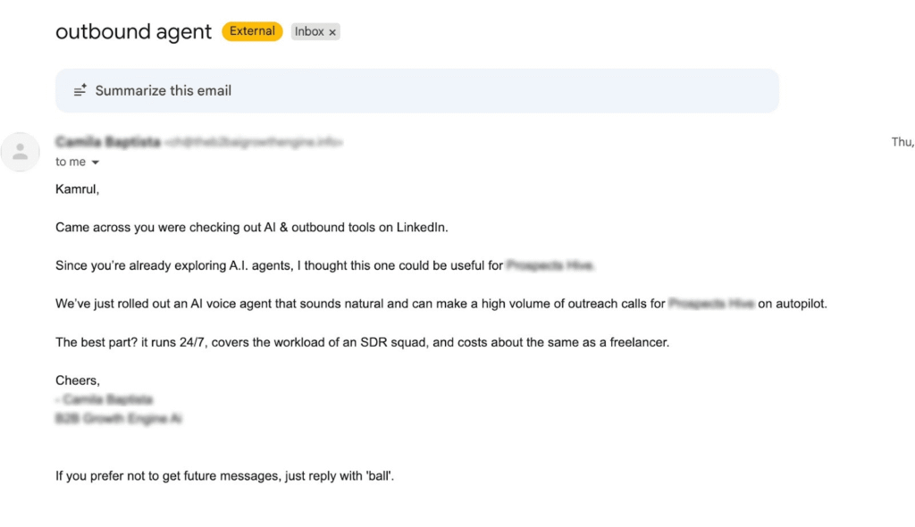 Cold Email Example 3